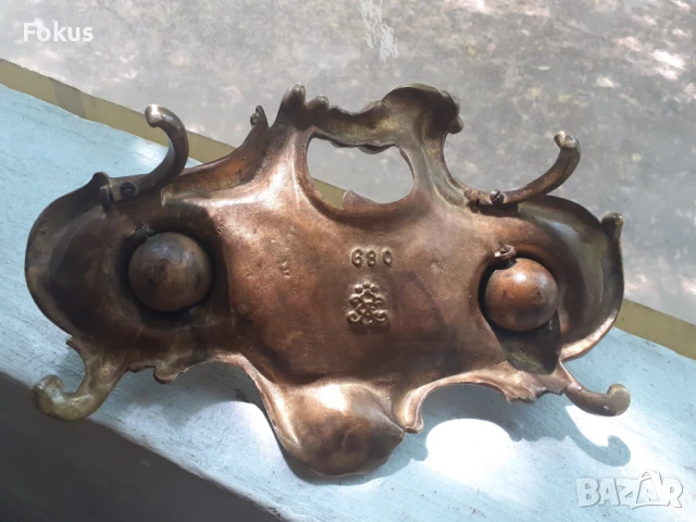 Жестока стара бронзова барокова мастилница - Антика, снимка 4 - Антикварни и старинни предмети - 51358144
