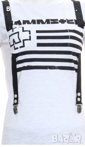 Оригинална дамска тениска Rammstein Suspenders тиранти lady, снимка 2 - Тениски - 54168780