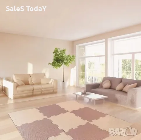 Килим пъзел за под, Килимче от EVA пяна, Розов, 9 части, снимка 4 - Килими - 42648899