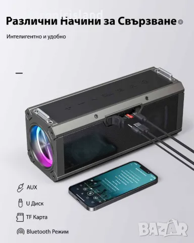 Безжична колонка Blitzwolf BW-WA3, 100W, 5000mAh, RGB, Bluetooth 5.0, снимка 10 - Bluetooth тонколони - 47562905