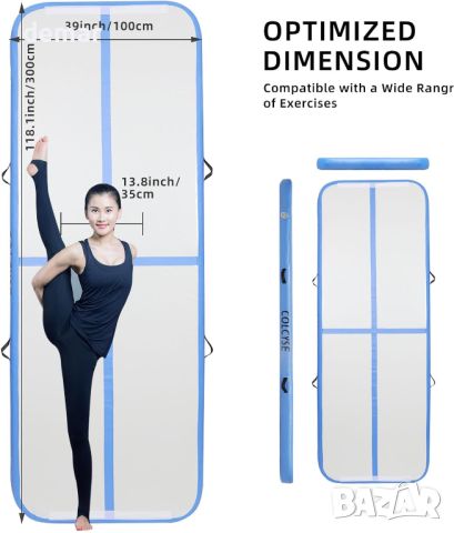 Надуваема подложка за въздушна гимнастика, с помпа, 300х100х10 см, снимка 3 - Други спортове - 45111863