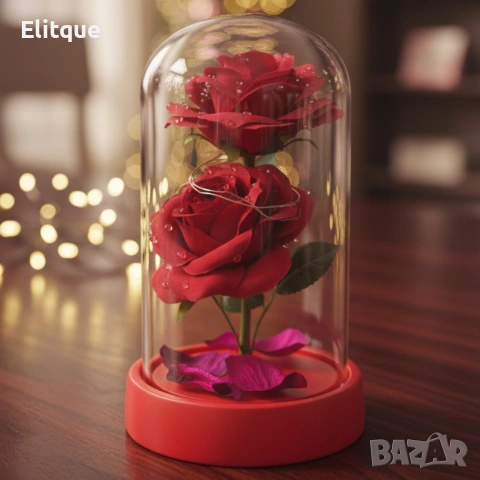 Декоративни рози в прозрачен купол и елегантна опаковка, снимка 5 - Декорация за дома - 53074295