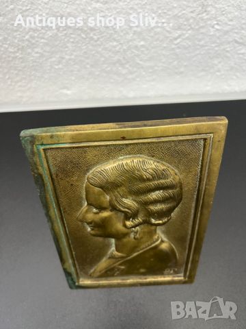 Юбилейна бронзова плоча на кралица - Астрид Шведска. №5553, снимка 5 - Антикварни и старинни предмети - 46388552