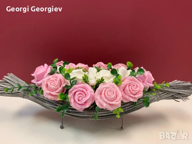 цветя изработени с качествени материали от глицеринов ароматен сапун , снимка 5 - Декорация за дома - 50807971