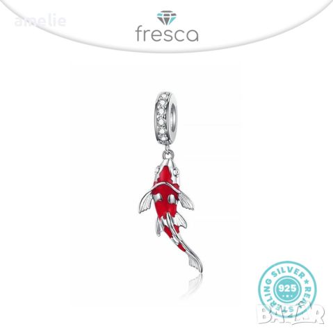 Талисман Fresca по модел тип Pandora Пандора сребро 925 Red Fish, снимка 1 - Гривни - 39557505