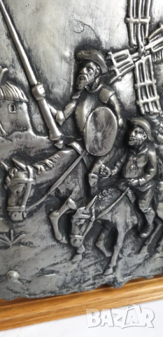 Релефна метална картина на Дон Кихот и Санчо Панса, снимка 8 - Антикварни и старинни предмети - 54092144