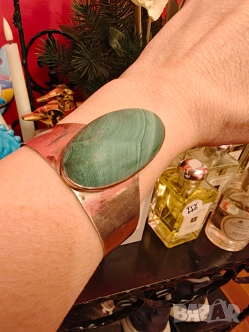 Антикварна сребърна гривна с голям естествен амазонит ., снимка 7 - Антикварни и старинни предмети - 53330827