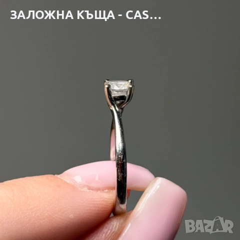 Пръстен 14к Бяло Злато С Камък | Gold | Bqlo Zlato, снимка 3 - Пръстени - 53704507
