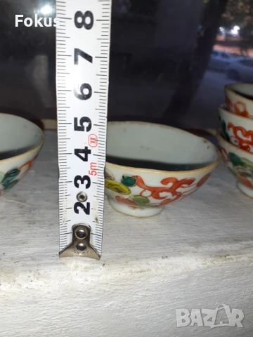 Много стари ръчно рисувани порцеланови чашки за саке, снимка 7 - Антикварни и старинни предмети - 53456555