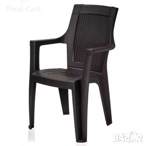 Градински стол с плътен гръб - кафяв, снимка 3 - Столове - 46389640