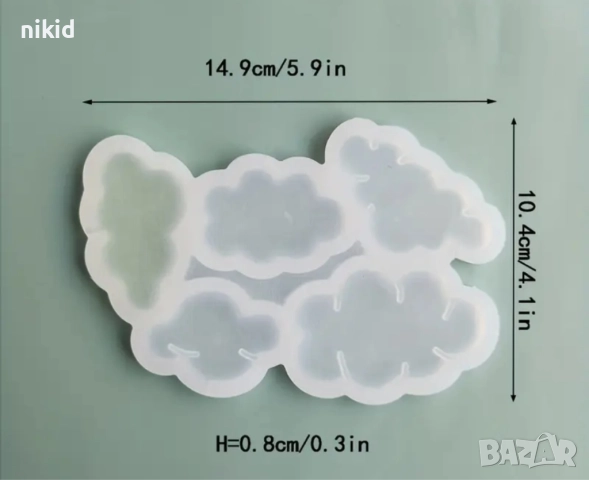 5 облака облак облаци облачета силиконов молд форма смола фондан близалки гипс декор, снимка 3 - Форми - 52217798