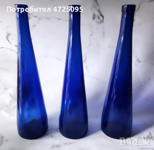 Сини стъклени вази, снимка 1 - Вази - 54045870