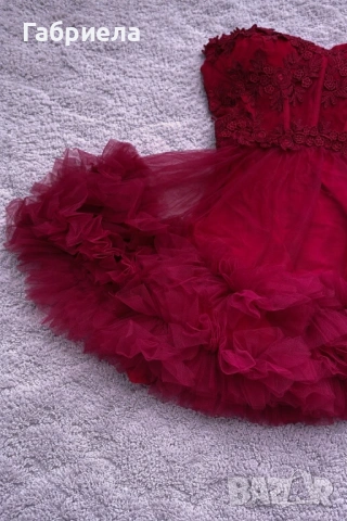 Нова къса официална рокля в тъмно червено, снимка 2 - Рокли - 53584339