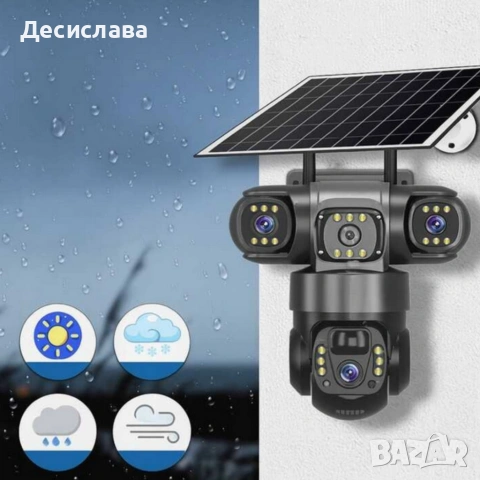 Соларна камера Lylu 4G със SIM и 4 лещи – автономно наблюдение без ток и Wi‑Fi, снимка 5 - IP камери - 53422590