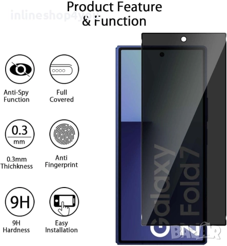 Матов Privacy Хидрогел Протектор за Дисплей за Samsung Galaxy Z Fold7, снимка 4 - Фолия, протектори - 51461909
