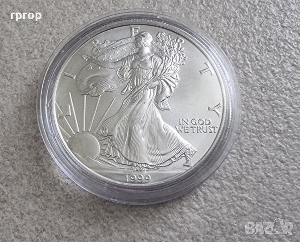 САЩ.  1 сребърен долар. 1999 година.  Американски сребърен орел  Сребро 0.999 ., снимка 2 - Нумизматика и бонистика - 45186140