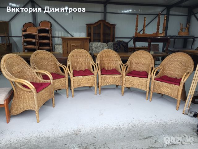 Комплект от 6 ратанови кресла , снимка 1 - Градински мебели, декорация  - 45455246