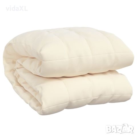 vidaXL Утежнено одеяло светлокремаво 155x220 см 11 кг плат（SKU:350813, снимка 1 - Други - 46332452