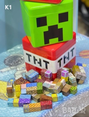 Майнкрафт 240 броя магнитни кубчета с КУТИЯ за съхранение, Minecraft Magnetic blocks