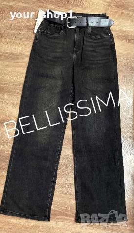 Големи размери Дамски дънки + колан широк крачол wide leg , снимка 2 - Дънки - 51866759