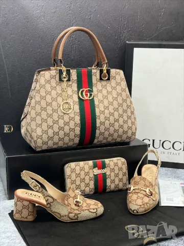 дамски обувки на ток, чанта и портмоне gucci , снимка 5 - Чанти - 46940587