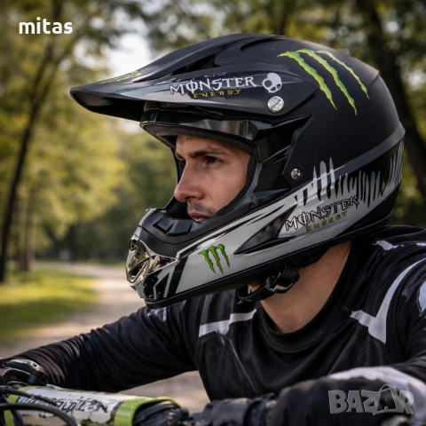 Кросова каска MONSTER, Full Face, DOT Сертификат, Размер: S; M;, снимка 10 - Аксесоари за велосипеди - 47045285