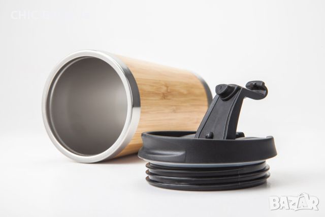 Термо чаша (термос) с бамбуково покритие + Кутия за храна (кутия за обяд) "Бенто Бокс" с прибори, снимка 3 - Други - 45630770