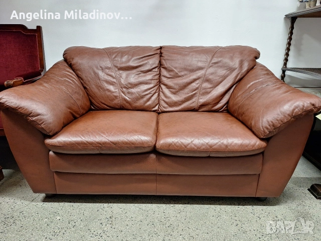 Диван двойка естествена кожа 