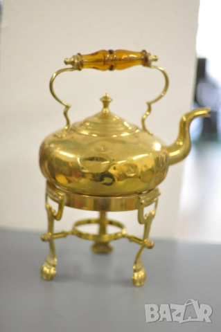 Месингов чайник с поставка, снимка 10 - Декорация за дома - 52856815
