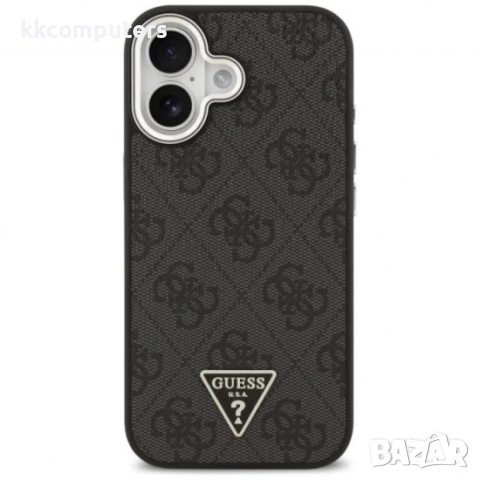 Оригинален кейс Guess 4G Triangle Metal Logo MagSafe, За iPhone 17 (6.3), Черен, снимка 2 - Калъфи, кейсове - 51825714