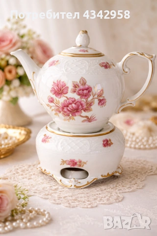 Винтидж чайник с подгряваща поставка Schumann Bavaria.(1960-1970г.), снимка 2 - Антикварни и старинни предмети - 53865556