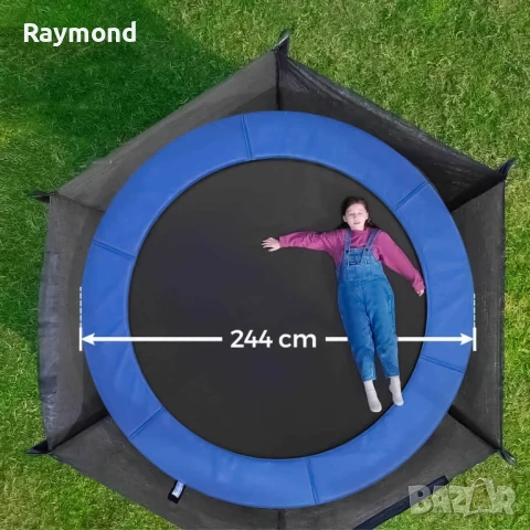 Детски батут с мрежа 244см с ПДОАРЪΚ LED Лампички – Подсилена конструкция и UV защита, снимка 4 - Други - 50985743