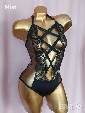 S Черно дантелено боди , снимка 8 - Бельо - 54249121