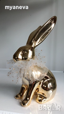 Порцеланово златно зайче, стилен акцент за всеки интериор . , снимка 8 - Статуетки - 53386855