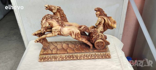 Голяма статуя на гладиатор в колесница с коне, снимка 5 - Антикварни и старинни предмети - 45128126