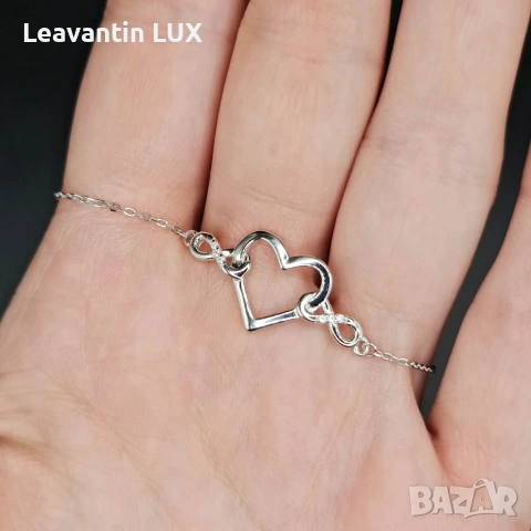 Сребърна гривна Сърце, снимка 3 - Гривни - 53249624