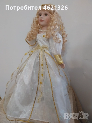Винтидж колекционерска немска порцеланова кукла принцеса в кралска рокля като нова, снимка 11 - Декорация за дома - 52044240
