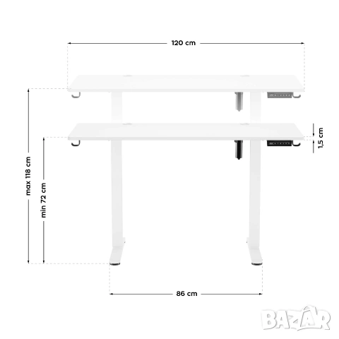 Електрическо бюро геймърско с регулируема височина с функция запаметяване, снимка 3 - Бюра - 53952318