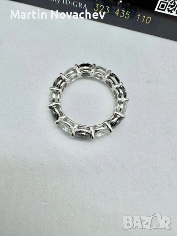 Сребърен пръстен с мойсанит (Диамант) 6 карата, снимка 5 - Пръстени - 53423575