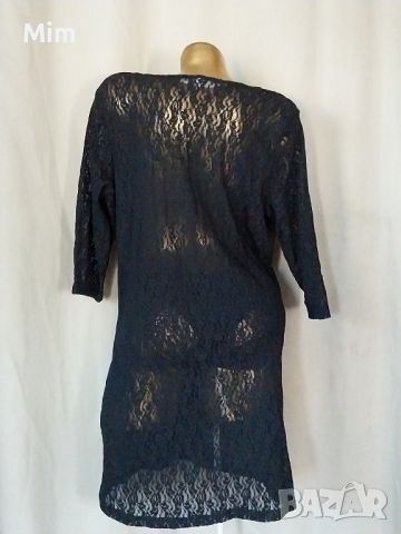 ZJ /L/XL Черна дантелена рокля с тричетвърти ръкав , снимка 2 - Рокли - 45955614