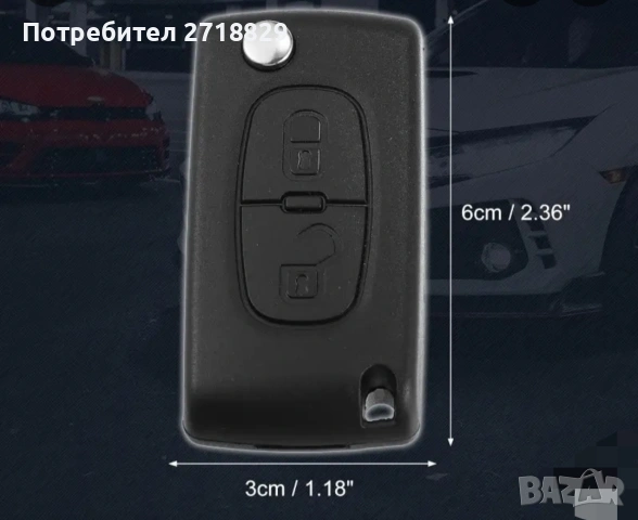 Комплект от 2 броя ключодържатели(кутийки за ключ) с 2 бутона за Citroen и PEUGEOT, снимка 2 - Аксесоари и консумативи - 53710950