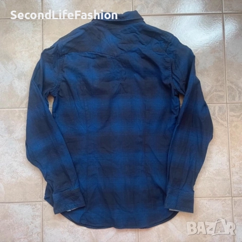 Дамска риза Levi's с дълъг ръкав, синя каре, размер M, синя, закопчаване с копчета, снимка 6 - Ризи - 52516515
