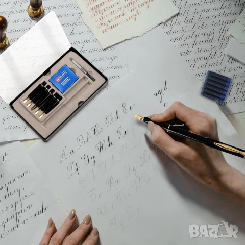 Комплект калиграфска писалка с 6 пера и 6 мастилени касети, снимка 6 - Ученически пособия, канцеларски материали - 51013768