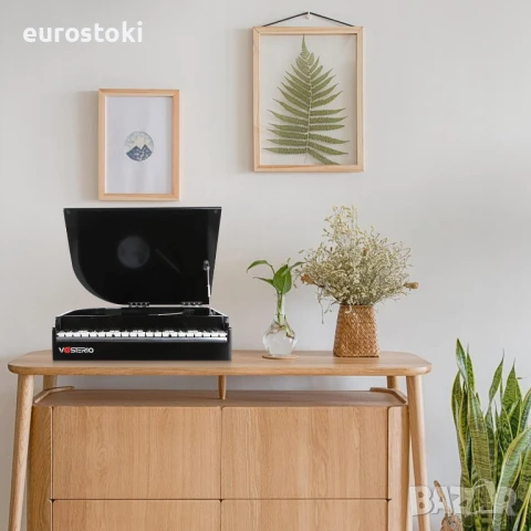 Грамофон Vosterio B-629-7, 3 скорости, вградени стерео високоговорители, Bluetooth вход и изход, снимка 6 - Грамофони - 51110146