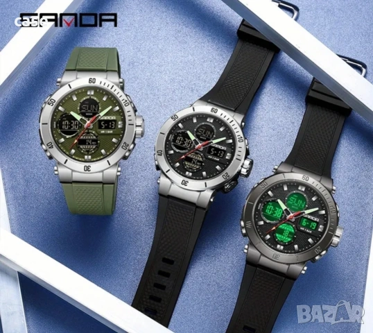 Мъжки часовник Sanda водоустойчив с подсветка и функции , снимка 4 - Мъжки - 53839196