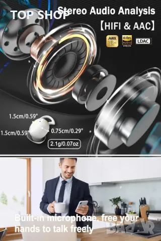 Wnqou Sleep Earbuds Шумопотискащи мини слушалки за поставяне в ушите за сън, бежово; бяло, снимка 10 - Bluetooth слушалки - 49335563