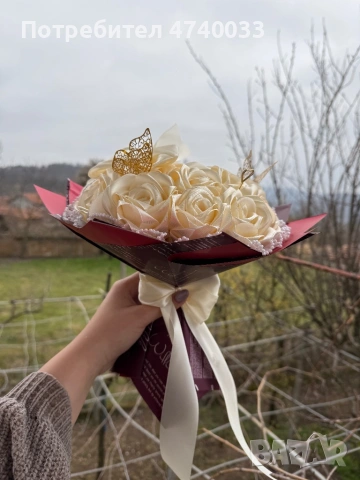 Букет от сатенени рози, снимка 2 - Подаръци за жени - 53951203