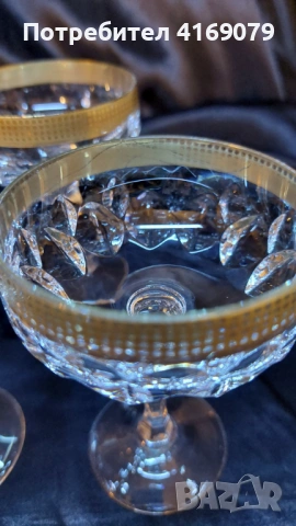 Кристални чаши със златен кант за ликьор, снимка 4 - Чаши - 53811820