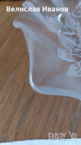 Винтидж стъклена фруктиера/бонбониера с флорални мотиви в перфектно състояние, снимка 3 - Антикварни и старинни предмети - 45136587