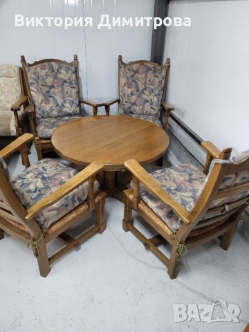 Комплект от 4 стола и маса, снимка 2 - Градински мебели, декорация  - 45551440